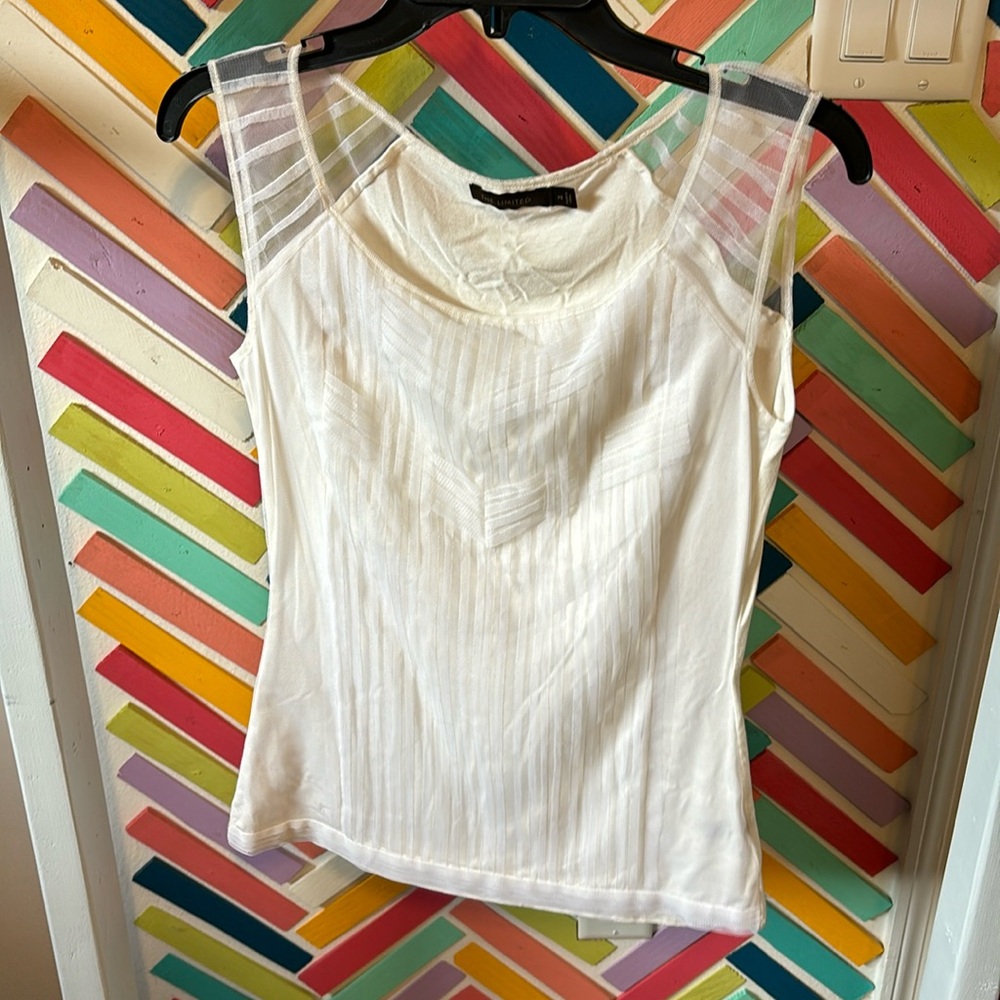 Cream tulle detail top